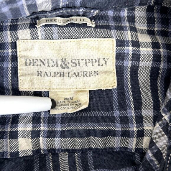 Denim & Supply Ralph Lauren Shirt Mens Medium Regular Fit Utility Button Plaid - Picture 4 of 7